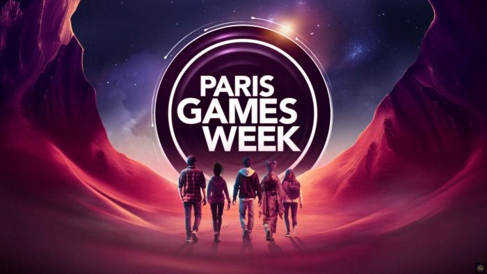 Le logo Paris games week sur fond rose